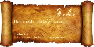 Hemrich Letícia névjegykártya